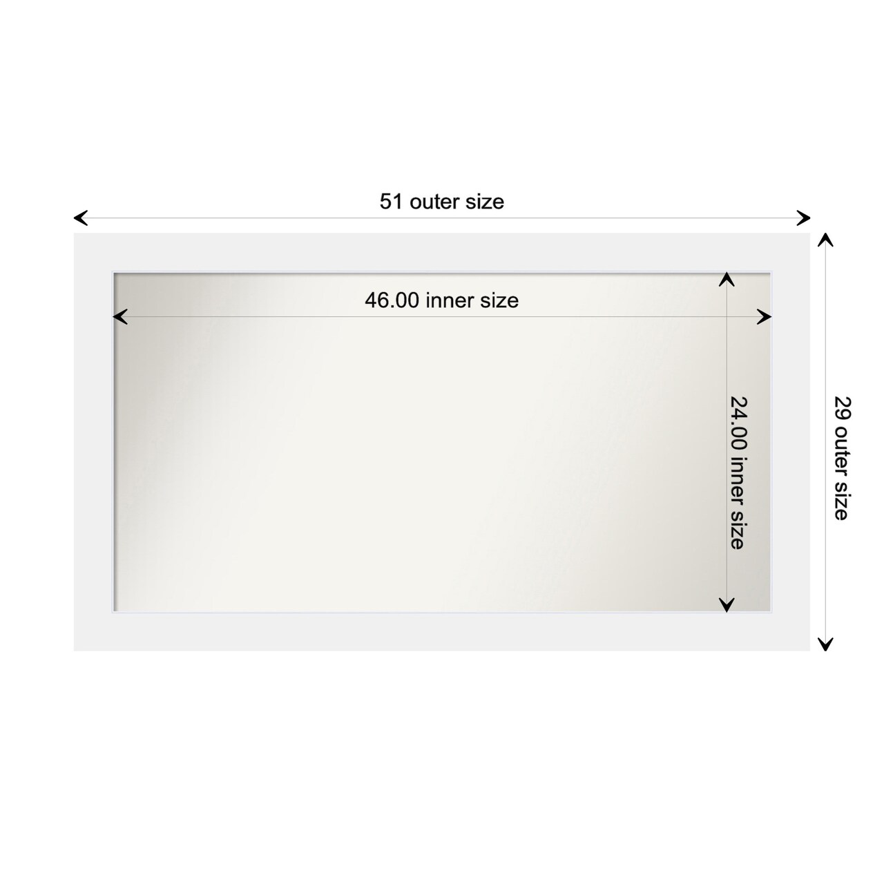 Corvino White Non-Beveled Custom Framed Bathroom Vanity Wall Mirror